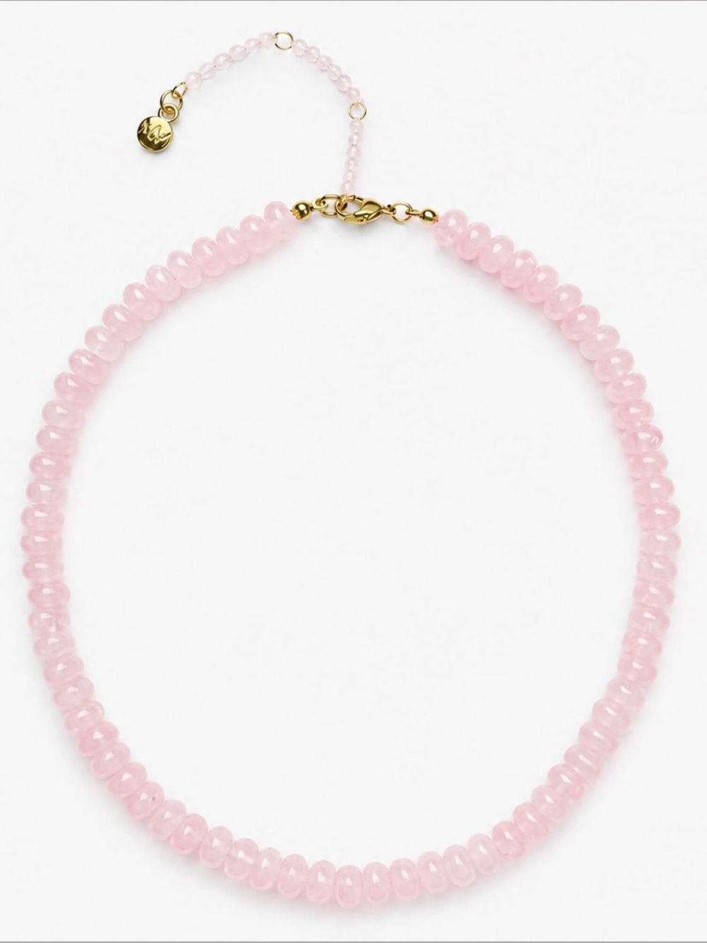 NEW Mayamar Baby Pink Agate Beaded Necklace 18k Gold Plated Coquette Dainty